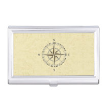 Vintage Nautical Compass Rose Ivory Business Card Holder