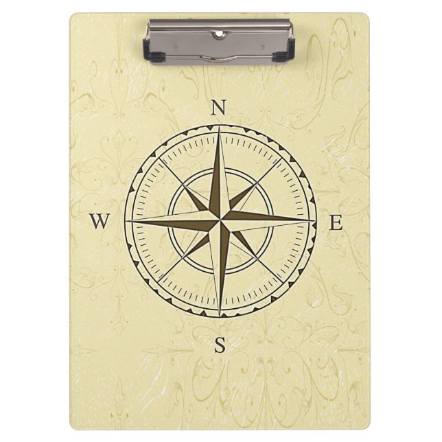 Vintage Nautical Compass Rose Ivory Clipboard (Front)