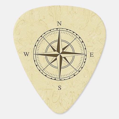 Vintage Nautical Compass Rose Ivory Guitar Pick