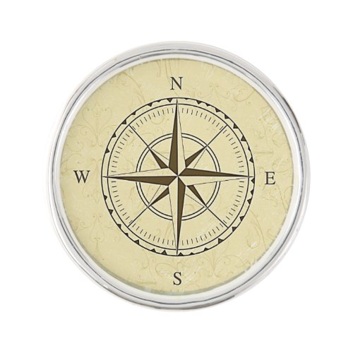 Vintage Nautical Compass Rose Ivory Lapel Pin