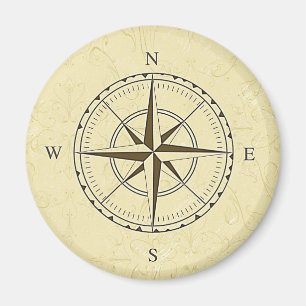 Vintage Nautical Compass Rose Ivory Magnet