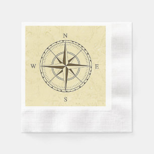 Vintage Nautical Compass Rose Ivory Paper Napkins