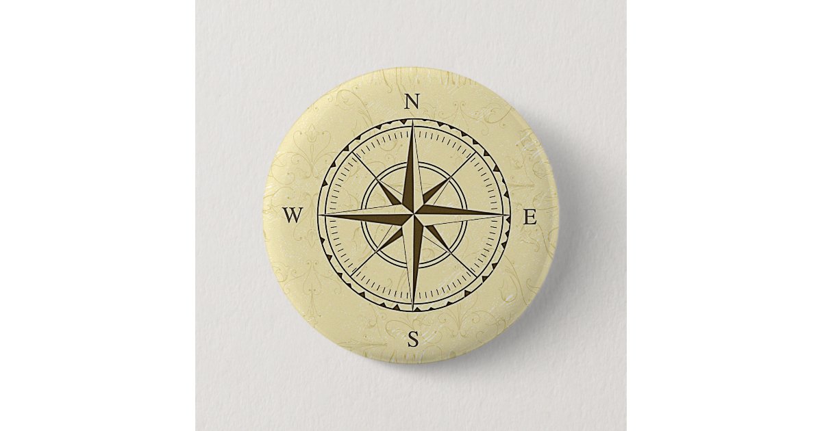 Vintage Nautical Compass Rose Ivory Pinback Button | Zazzle