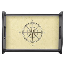 Vintage Nautical Compass Rose Ivory Serving Tray