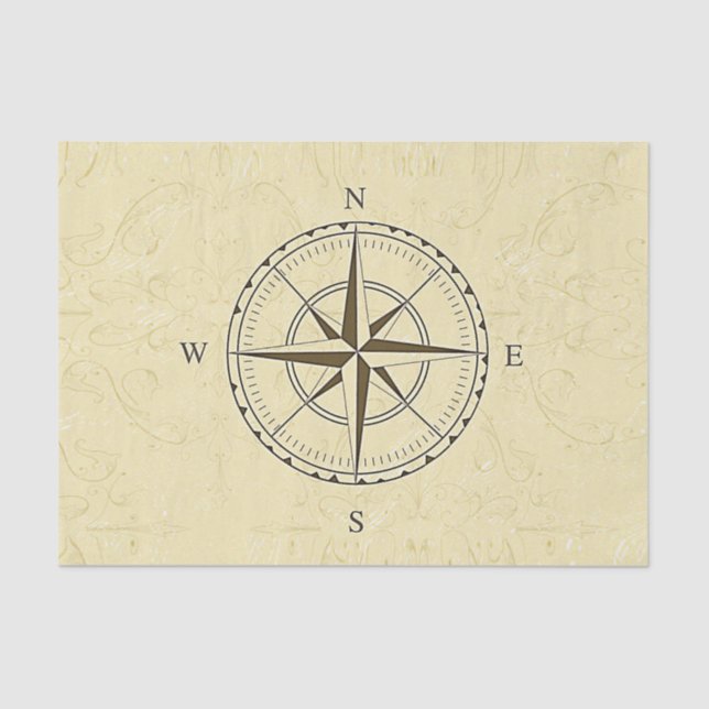 Vintage Nautical Compass Rose Ivory Tissue Paper (Front)