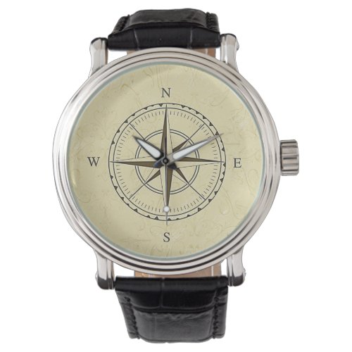 Vintage Nautical Compass Rose Ivory Watch