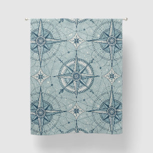 Vintage Nautical Compass Rose Pattern Blackout Curtains