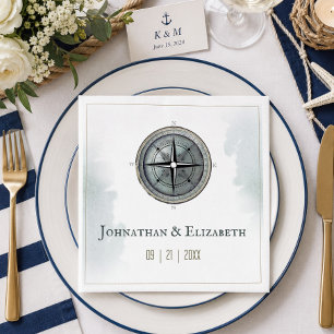 Vintage Nautical Compass Wedding Napkins