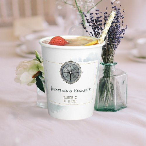 Vintage Nautical Compass Wedding Paper Cups