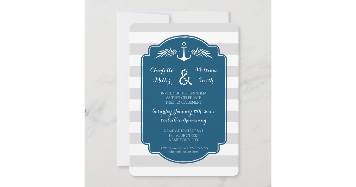 Vintage Nautical Engagement Party Invitation | Zazzle.com