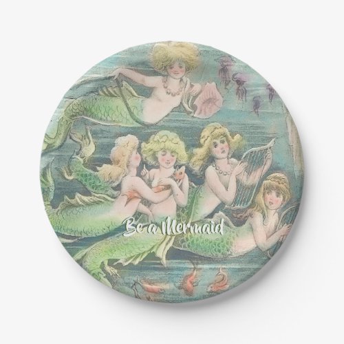 Vintage Nautical Fantasy Mermaids Be a Mermaid Paper Plates