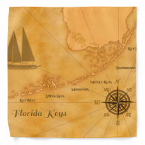 Vintage Nautical Florida Keys Map Bandana