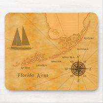 Vintage Nautical Florida Keys Map Mouse Pad