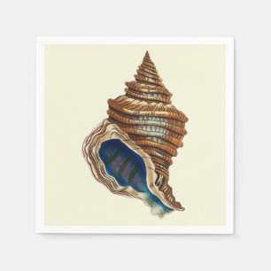 Vintage Nautical George Shaw Blue Conch Shell Art Napkins