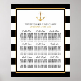Vintage Nautical Gold Anchor Wedding Seating Chart