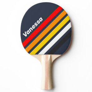 Vintage Nautical Harbor Angled Striping with Name Ping Pong Paddle