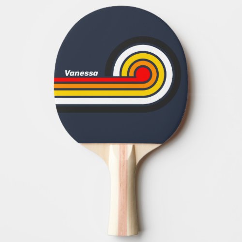Vintage Nautical Harbor Curl Stripes with Name Ping Pong Paddle