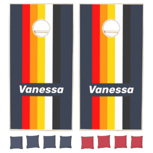 Vintage Nautical Harbor Pin Striped with Name Cornhole Set