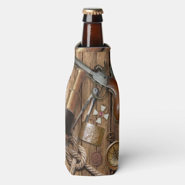 Vintage Nautical Items on Beer Bottle Cooler (Bottle Front)