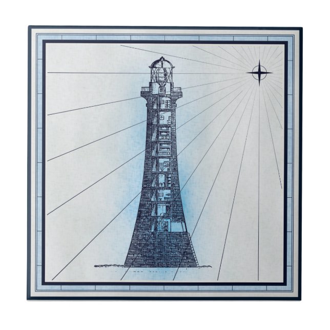 Vintage Nautical Lighthouse  Ceramic Tile (Front)