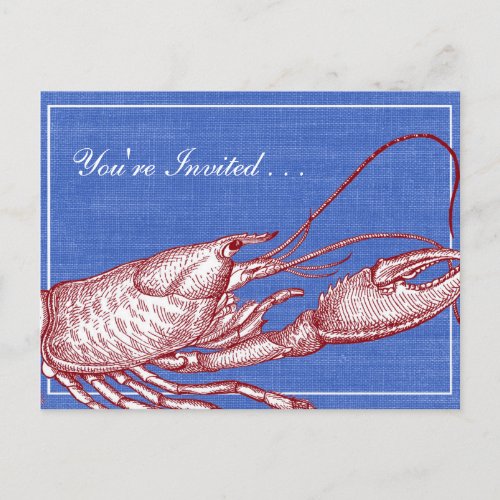 Vintage Nautical Lobster Bake Beach Party Invitation Postcard