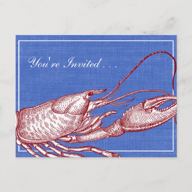 Vintage Nautical Lobster Bake Beach Party Invitation Postcard (Front)