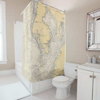 Vintage Nautical Map Of Tampa Bay  Florida Shower Curtain by whereabouts at Zazzle