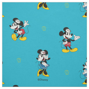 Vintage Nautical Mickey & Minnie Mouse Pattern Fabric