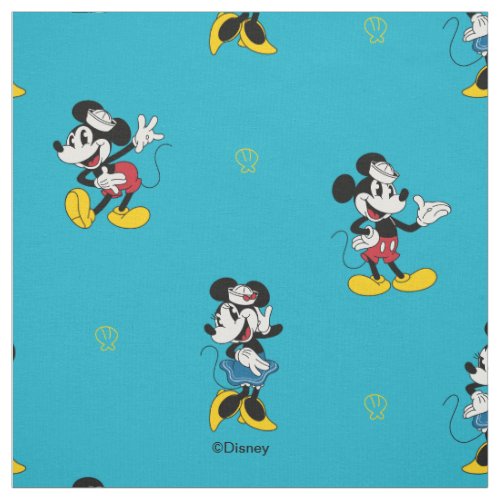 Vintage Nautical Mickey &amp; Minnie Mouse Pattern Fabric