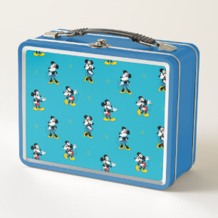 Vintage Nautical Mickey & Minnie Mouse Pattern Metal Lunch Box