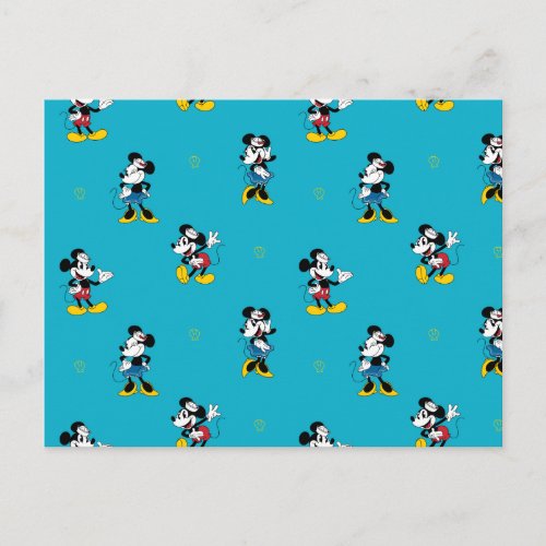 Vintage Nautical Mickey &amp; Minnie Mouse Pattern Postcard