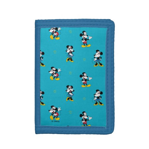 Vintage Nautical Mickey &amp; Minnie Mouse Pattern Trifold Wallet