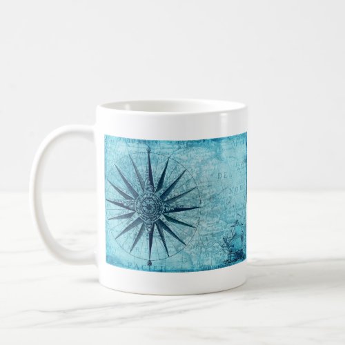 Vintage Nautical Navigation Compass Map Coffee Mug