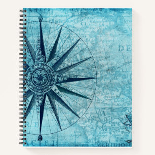 Vintage Nautical Navigation Compass Map Notebook