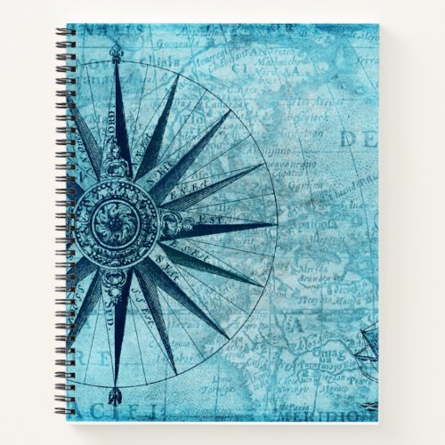 Vintage Nautical Navigation Compass Map Notebook