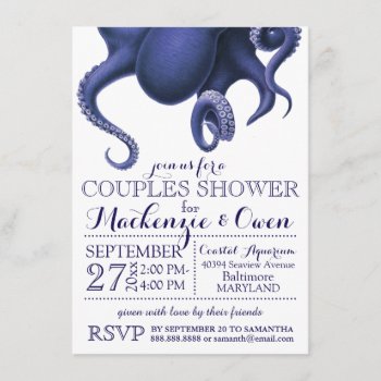 Vintage Nautical Ocean Octopus Couples Shower Invitation by coastal_life at Zazzle