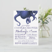 Vintage Nautical Ocean Octopus Couples Shower Invitation (Standing Front)