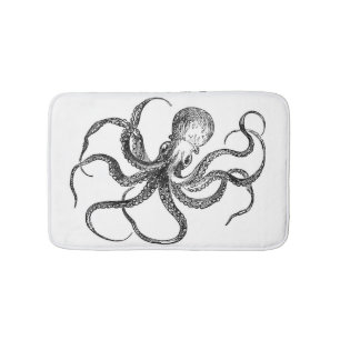 Vintage nautical octopus kraken steampunk hipster bath mat
