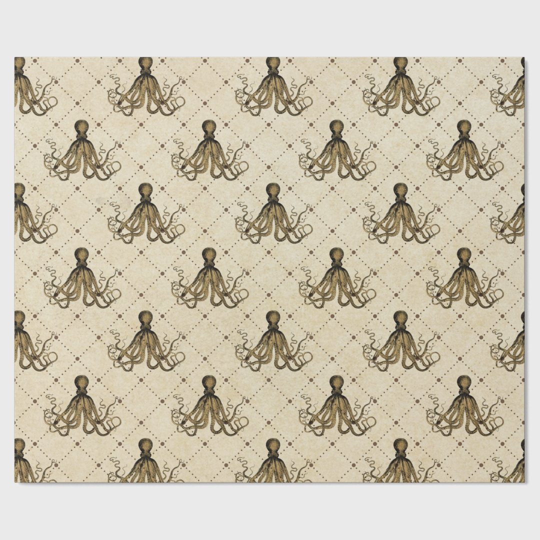 Vintage Nautical Octopus Wrapping Paper | Zazzle