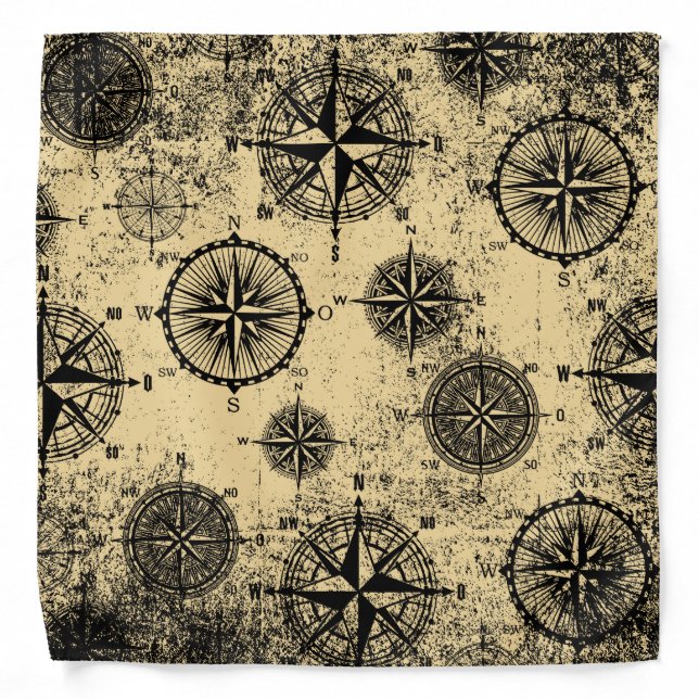 Vintage Nautical Pattern Bandana (Front)