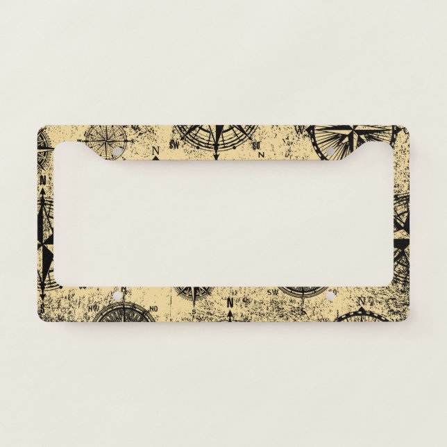 Vintage Nautical Pattern License Plate Frame (Front)