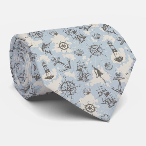 Vintage Nautical Pattern Neck Tie