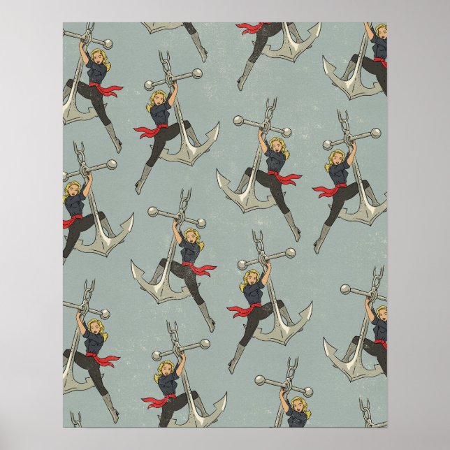 Vintage Nautical pattern Poster (Front)