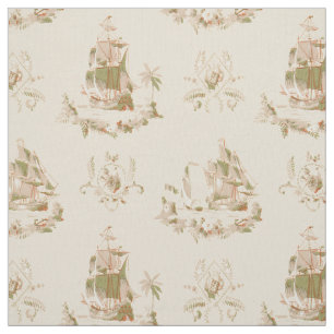 Vintage Nautical Pirate Ships Pattern Fabric