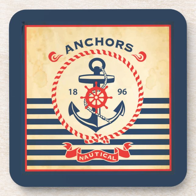 Vintage Nautical Poster Beverage Coaster (Front)