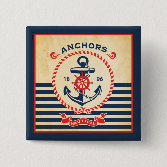 Vintage Nautical Poster Button (Front)