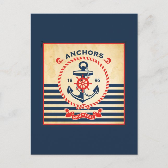 Vintage Nautical Poster Postcard (Front)