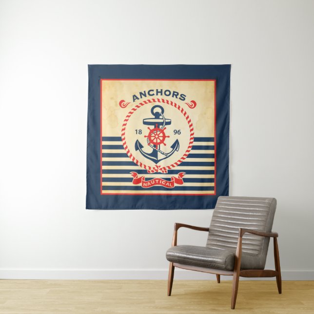 Vintage Nautical Poster Tapestry (In Situ (Horizontal))