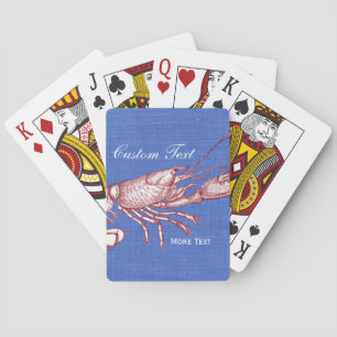 Vintage Nautical Red Lobster Custom Beach House Poker Cards