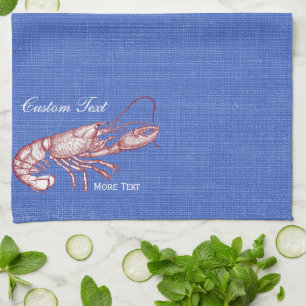 Vintage Nautical Red Lobster Custom Beach House Towel